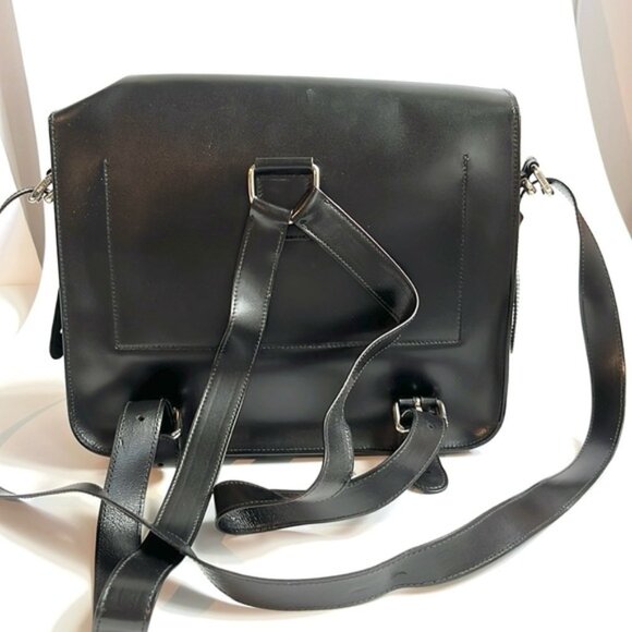 Jil Sander Navy AW/12 Black Leather Convertible Buckled-Flap Backpack main image 7